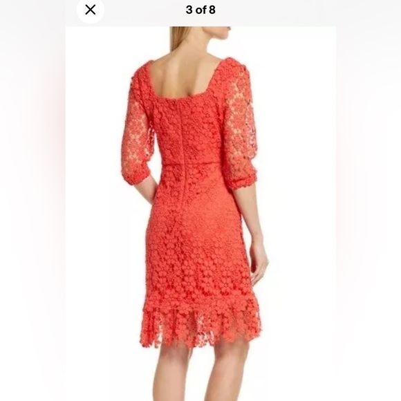 Tahari Womens Lace Tired Lined Square Neck Back Zip Mini Dress Party 6 NWT - Picture 2 of 14